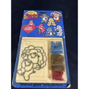Vtg 1984 Care Bears TenderHeart Makit & Bakit Stained Glass Suncatcher Craft Fun